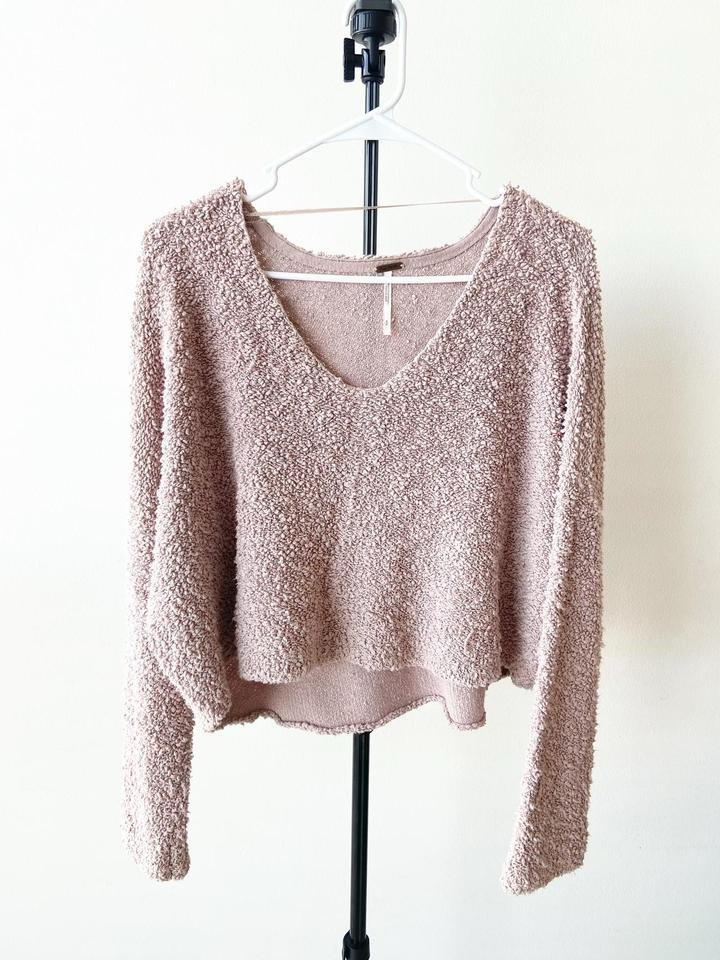 Free People Pink V-Neck Pullover Sweater Size S